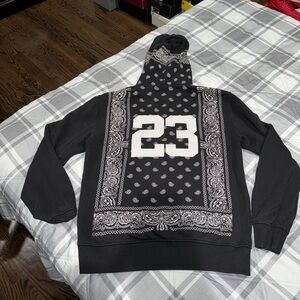 Official Bleecker & Mercer Sports Club Black Hoodie Paisley Pattern Size Medium​